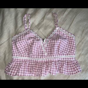 Lulus Pink Plaid Cropped Tank